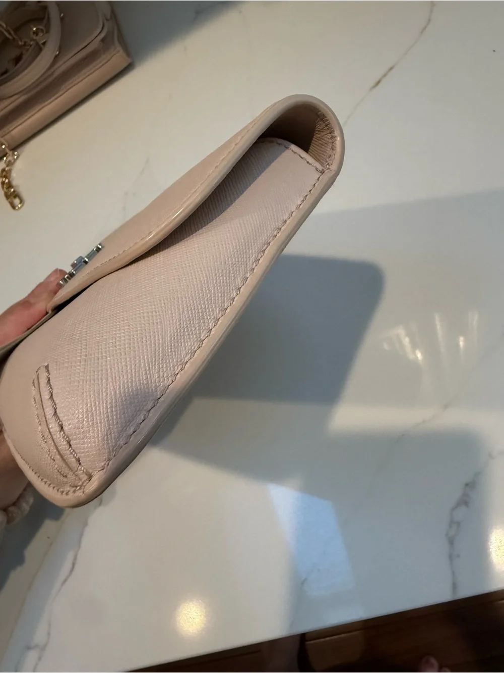 Tory Burch Light Pink Saffiano Leather Clutch
